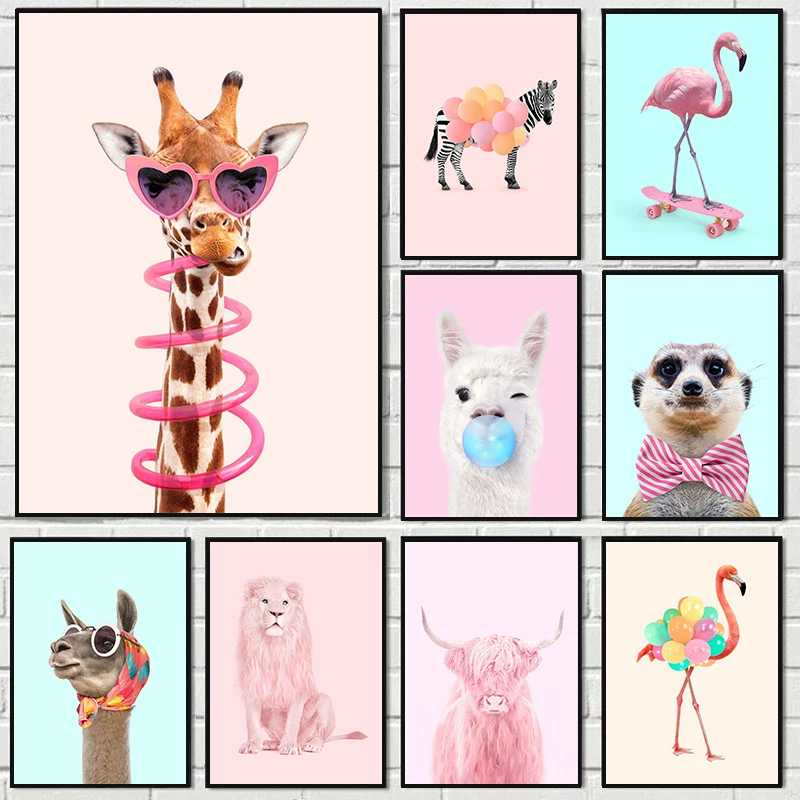 Photography Trend - Affiche de fête amusante avec girafe,