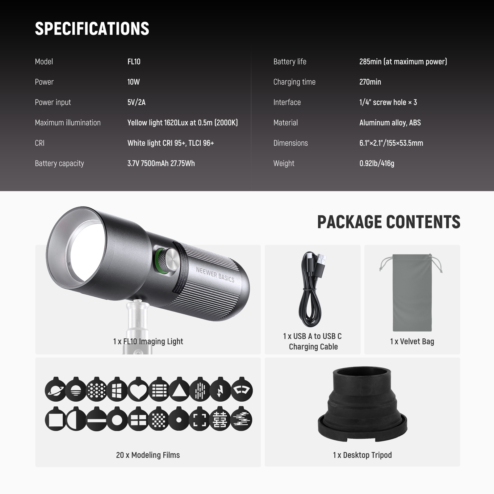 NEEWER BASICS FL10 lampe de po - Photography Basic avis et prix